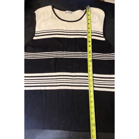 Jillian Jones Black White Sleeveless Knit Round Neck Sweater - Picture 9 of 10